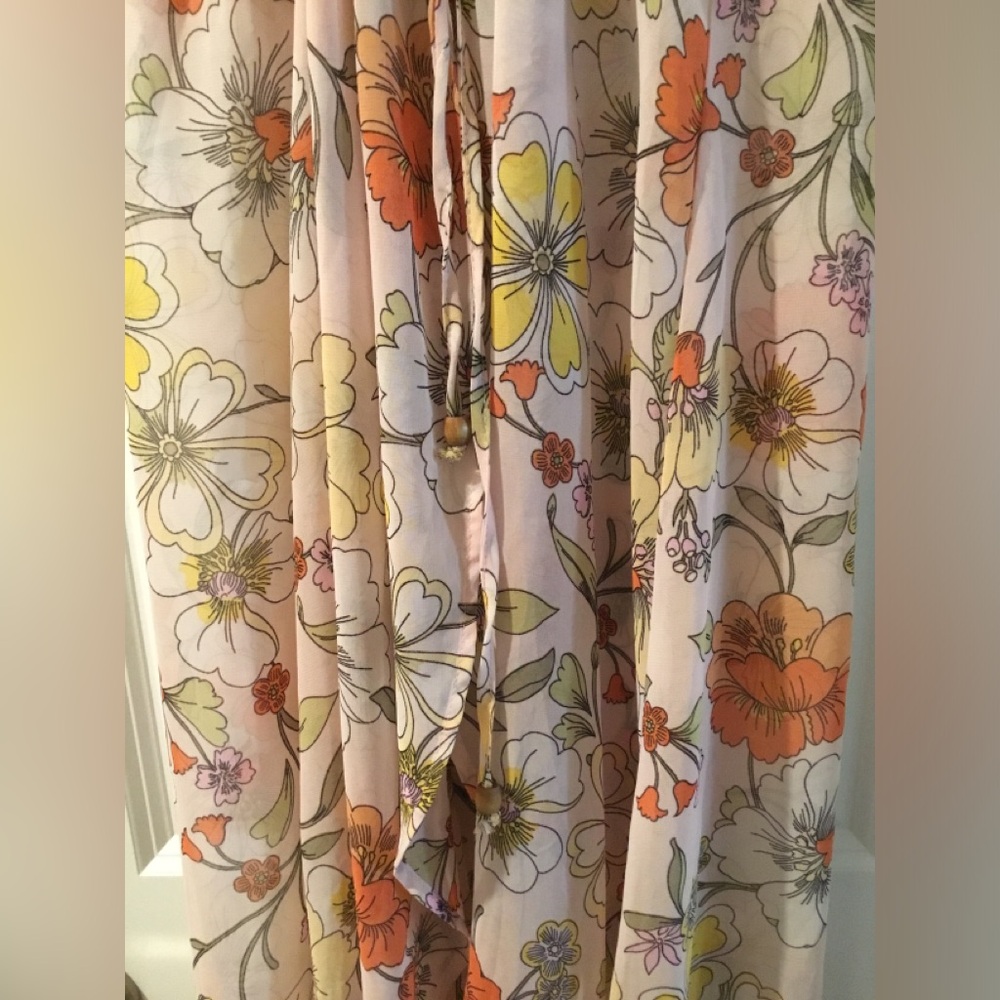 NWOT Sheer Floral Retro Style Maxi Wrap Duster Kimono - Picture 2 of 9